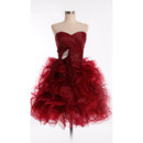 Inexpensive Fitted Sweetheart Short Organza Ruffle Homecoming Dress