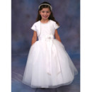 Affordable Ball Gown Ankle Length Bow First Communion/ Flower Girl Dress with Beads