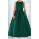 Ball Gown Round Full Length Satin Flower Girl/ Easter Dress