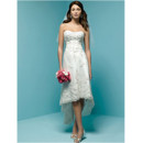 Inexpensive Classic Charming Empire Waist Asymmetric High-Low Short Beach Wedding Dress