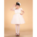 Beautiful Kids Princess Ball Gown Mini Flower Girl Dress with Short Sleeves