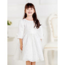 Pretty Knee Length Satin Flower Girl Princess Dress with Sleeves