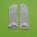 Short Wrist Elastic Satin Gloves with Flowers for Girls