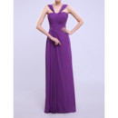 Customized Chic Column Straps Floor Length Chiffon Beach Bridesmaid Dress