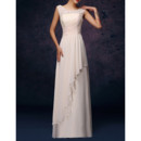 Column Round-Neck Floor Length Chiffon Bridesmaid Dress