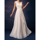 Beautiful V-Neck Floor Length Lace Chiffon Bridesmaid Dress with Sashes