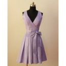 Custom A-Line V-Neck Sleeveless Short Satin Bridesmaid Dress