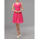 Trendy Classic Simple V-Neck Sleeveless Short Chiffon Bridesmaid/ Party Dress