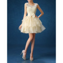 Beautiful Designer A-Line Short Lace Layered Skirt Cocktail Dress