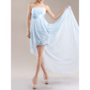 Beautiful Designer Strapless High-Low Asymmetric Chiffon Cocktail Party Dress