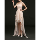 Women's Beautiful One Shoulder High-Low Asymmetric Chiffon Formal Evening Dress