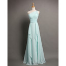 Custom Classic A-Line One Shoulder Floor Length Chiffon Evening Dress
