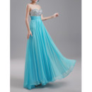 Classy Sheer Straps Floor Length Chiffon Beading Formal Evening Dress