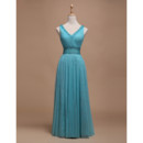 Women's Vintage A-Line V-Neck Sleeveless Floor Length Tulle Formal Evening Dress