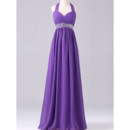 Affordable Designer Empire Halter Sleeveless Long Chiffon Formal Evening Dress