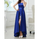 Affordable Best Beautiful Column Strapless Sleeveless High-Low Satin Formal Evening Dress