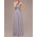 Simple Elegant Strapless Sleeveless Floor Length Chiffon Formal Evening Dress