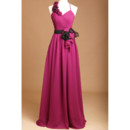 Beautiful Full Length Asymmetric Straps Chiffon Evening Dress with Sashes