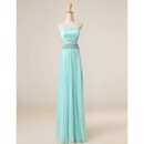 Custom Elegant Strapless Full Length Chiffon Tassels Evening Dress for Women