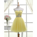 Affordable Custom A-Line Sweetheart Short Satin Tulle Homecoming Dress