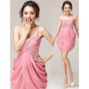 Girls Classy Column Spaghetti Straps Mini Chiffon Homecoming Dress