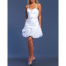 Cheap Designer A-Line Spaghetti Straps Short White Taffeta Homecoming Dress