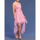 Affordable Junior Column Strapless High-Low Chiffon Homecoming Dress