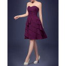 Pretty A-Line Sweetheart Short Chiffon Layered Homecoming Dress