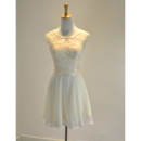 Discount Classy A-Line Short White Chiffon Embroidery Homecoming Dress