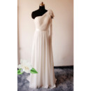 Modest Column One Shoulder Floor Length Chiffon Wedding Dress