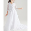 Beautiful Adorable Sweep Train Chiffon Flower Girl Dress with Long Sleeves