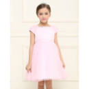 Designer Empire Short Pink Flower Girl Dress with Cap Sleeves