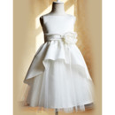 Lovely Girls Floor Length Satin Tulle Holy First Communion Dress