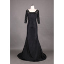 Trendy Trumpet Long Black Formal Mother Dress with 3/4 Lace Sleeves