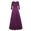 Discount Custom A-Line Empire Long Purple Plus Size Mother of the Bride Dress with 3/4 Sleeves