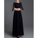 Elegant Chiffon Lace Pleated Plus Size Mother Dress with Trumpet Sleeves