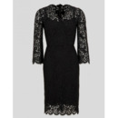 Modest Casual Column Knee Length Lace Black Plus Size Mother Dress with Lace Sleeves