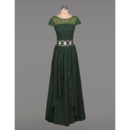 Classic vintage Floor Length Chiffon Mother Dress with Short Sleeves