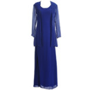 Discount Simple Sheath Tea Length Blue Chiffon Formal Mother Dress with Jackets