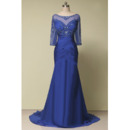 Inexpensive Elegant Trumpet Floor Length Mother Wedding Dress with 3/4 Long Sleeves