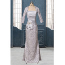 Custom Inexpensive Elegant Sheath Straps Long Two Piece Mother Dress with Lace Jackets