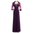 Modern Sheath Sweetheart Long Chiffon Formal Mother of the Bride Dress with Jackets