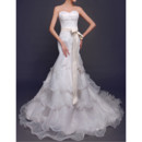 Affordable Romantic Mermaid Sweetheart Layered Skirt Wedding Dress with Sashes