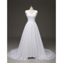 Ball Gown V-Neck Court Train Chiffon Pleated Plus Size Wedding Dress