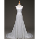 Custom Designer Elegant A-Line Sweetheart Sweep Train Lace Wedding Dress