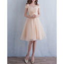 Modern Romantic Off-the-shoulder Short Tulle Lace-Up Bridesmaid Dress