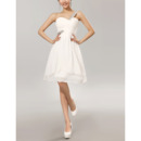 Women's Sexy One Shoulder Sweetheart Short White Chiffon Bridesmaid Dress