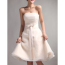 Custom Designer A-Line Strapless Mini Organza Lace-Up Bridesmaid Dress