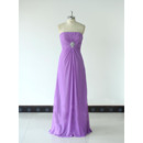 Vintage Simple Strapless Floor Length Chiffon Bridesmaid/ Wedding Party Dress