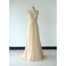 Simple Halter V-Neck Floor Length Chiffon Bridesmaid Dress